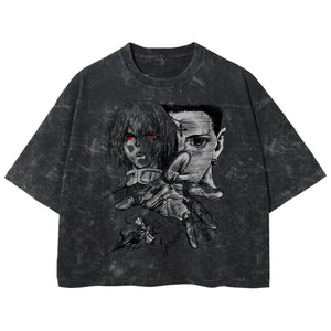 Playera streetwear premium de anime y gaming ExtraLife MX, corte boxy deluxe mineral wash heavyweight en color Acid Wash, moda urbana mexicana de culto.