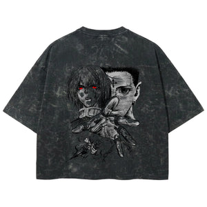 Playera streetwear premium de anime y gaming ExtraLife MX, corte boxy deluxe mineral wash heavyweight en color Acid Wash, moda urbana mexicana de culto.