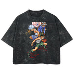 Playera streetwear premium de anime y gaming ExtraLife MX, corte boxy deluxe mineral wash heavyweight en color Acid Wash, moda urbana mexicana de culto.
