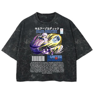 Playera streetwear premium de anime y gaming ExtraLife MX, corte boxy deluxe mineral wash heavyweight en color Acid Wash, moda urbana mexicana de culto.