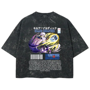 Playera streetwear premium de anime y gaming ExtraLife MX, corte boxy deluxe mineral wash heavyweight en color Acid Wash, moda urbana mexicana de culto.