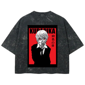 Playera streetwear premium de anime y gaming ExtraLife MX, corte boxy deluxe mineral wash heavyweight en color Acid Wash, moda urbana mexicana de culto.