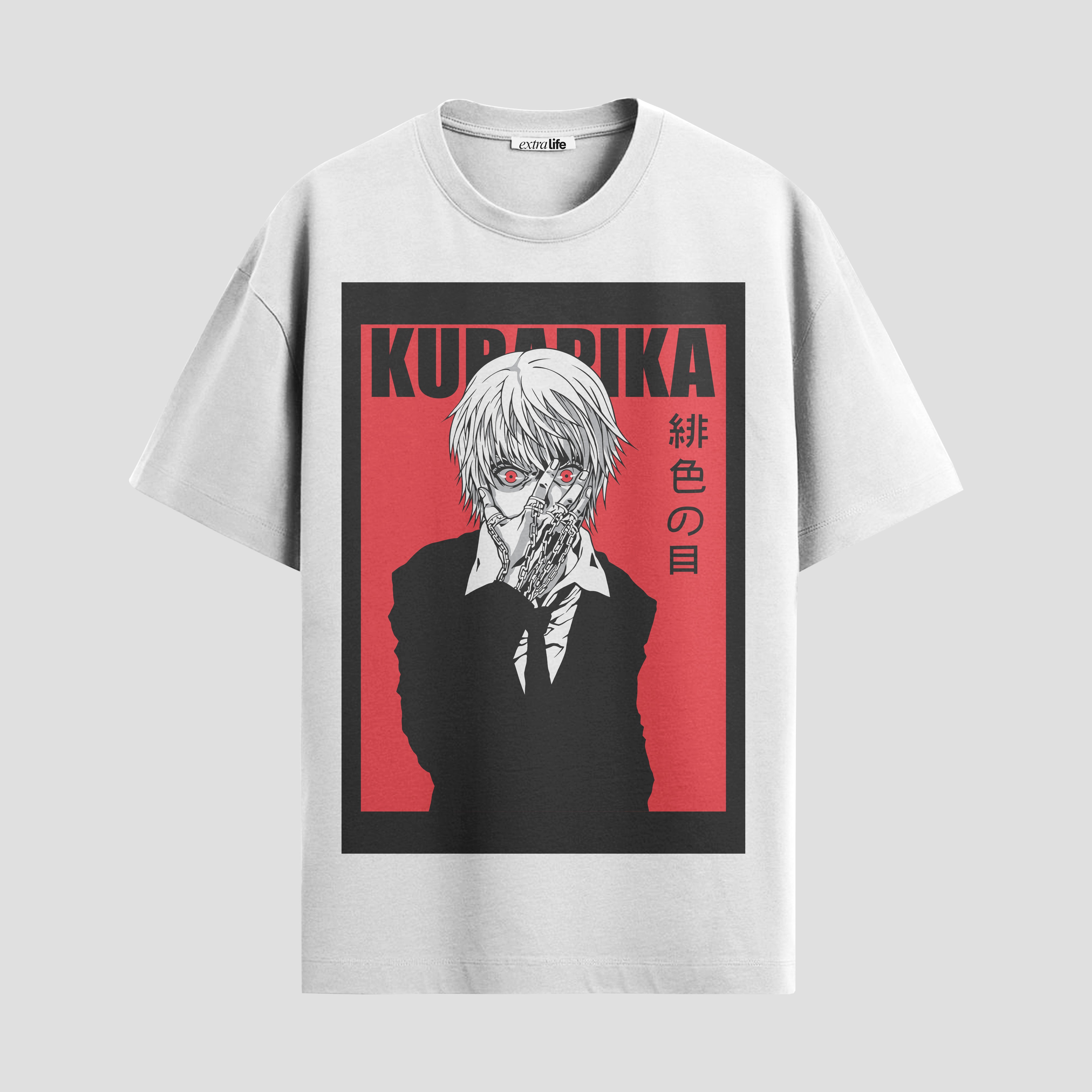 Playera urbana de anime y gaming ExtraLife MX, corte Standard Fit unisex ligero y transpirable en color Deep Black y Pure White, ropa de uso diario para gym y casual.