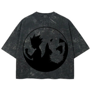 Playera streetwear premium de anime y gaming ExtraLife MX, corte boxy deluxe mineral wash heavyweight en color Acid Wash, moda urbana mexicana de culto.