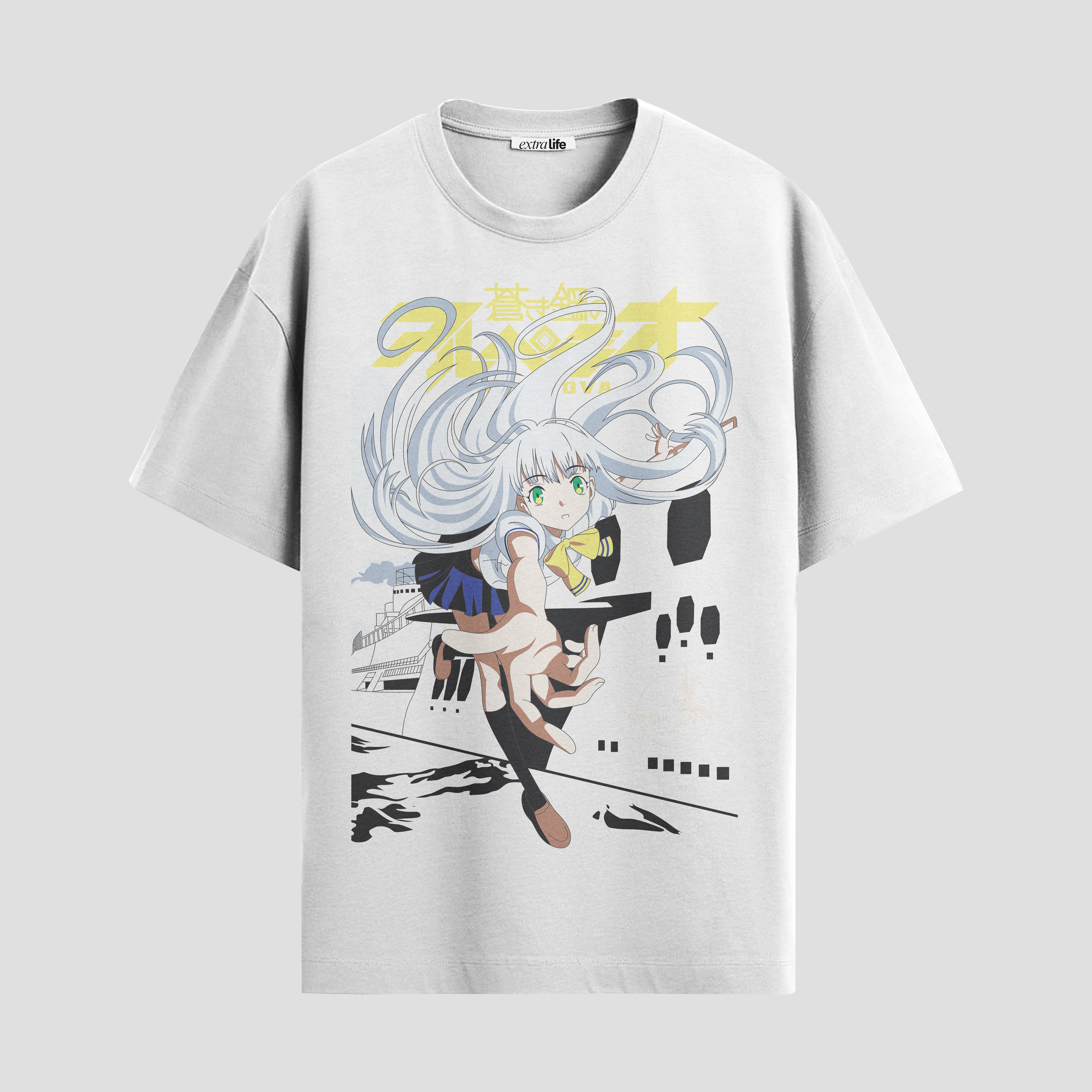 Playera urbana de anime y gaming ExtraLife MX, corte Standard Fit unisex ligero y transpirable en color Deep Black y Pure White, ropa de uso diario para gym y casual.