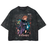 Playera streetwear premium de anime y gaming ExtraLife MX, corte boxy deluxe mineral wash heavyweight en color Acid Wash, moda urbana mexicana de culto.