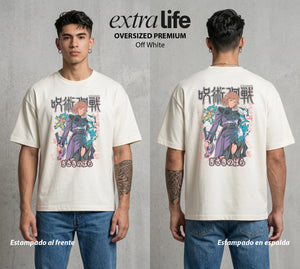 El Arte de las Maldiciones | Técnica Maldita II #04794 - Playera Oversized Premium | Off White - Foto en modelo