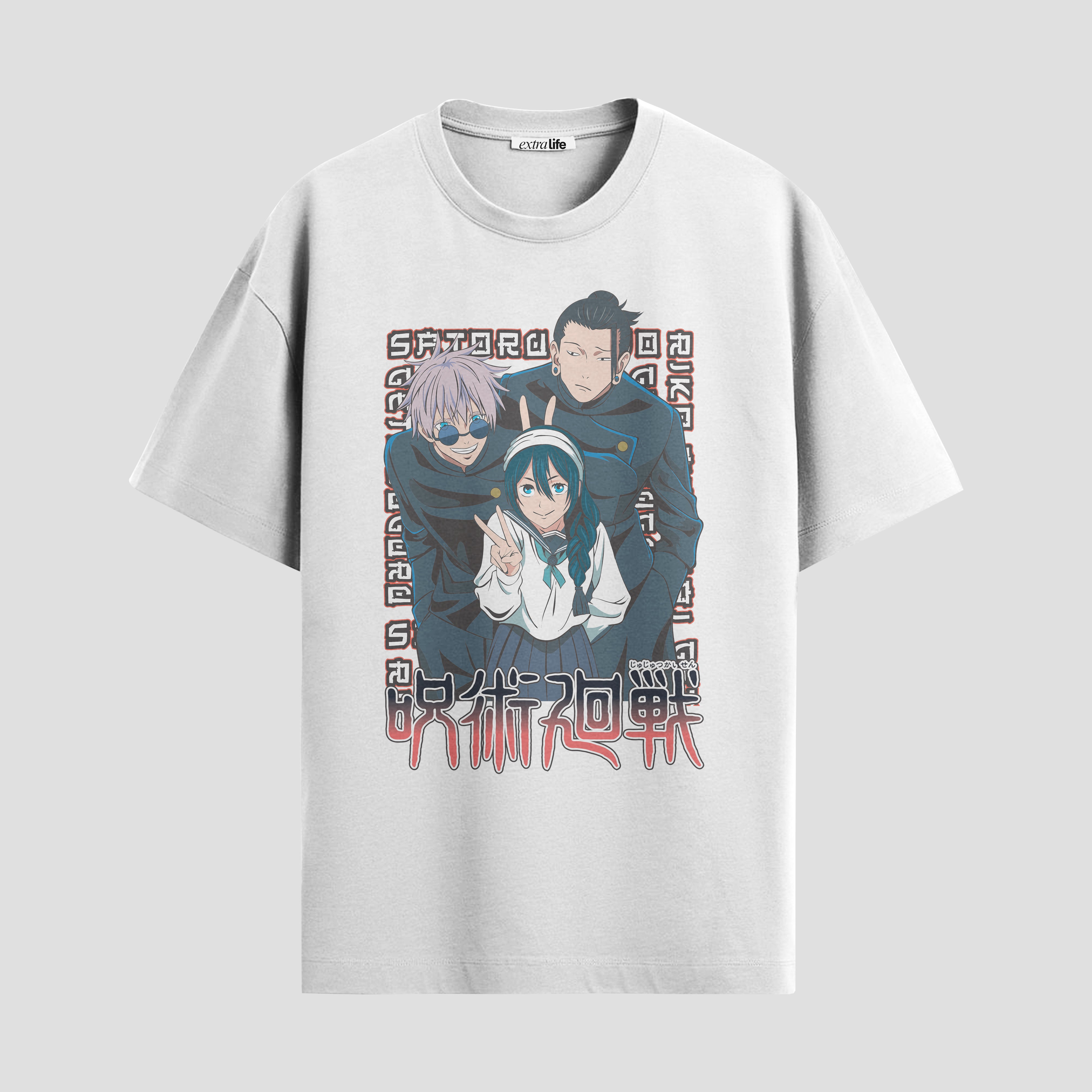 Playera urbana de anime y gaming ExtraLife MX, corte Standard Fit unisex ligero y transpirable en color Deep Black y Pure White, ropa de uso diario para gym y casual.
