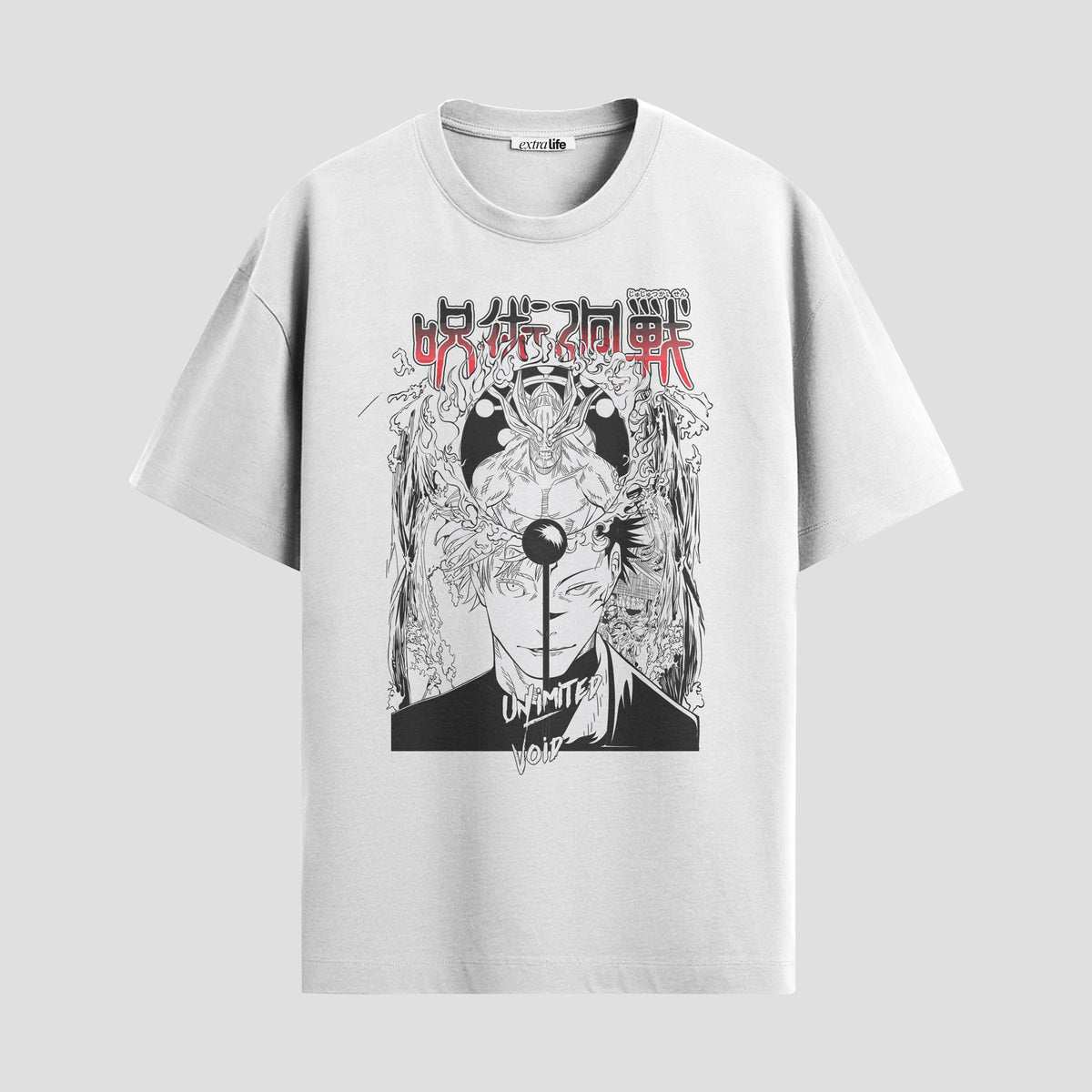 Playera urbana de anime y gaming ExtraLife MX, corte Classic Premium unisex ligero y transpirable en color Deep Black y Pure White, ropa de uso diario para gym y casual.