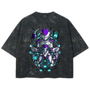 Playera streetwear premium de anime y gaming ExtraLife MX, corte boxy deluxe mineral wash heavyweight en color Acid Wash, moda urbana mexicana de culto.