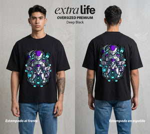 El Poder de las Esferas | Cyborg del Universo #04797 - Playera Oversized Premium | Deep Black - Foto en modelo