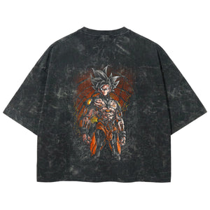 Playera streetwear premium de anime y gaming ExtraLife MX, corte boxy deluxe mineral wash heavyweight en color Acid Wash, moda urbana mexicana de culto.