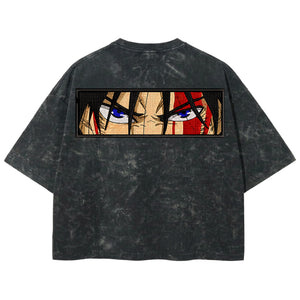 Playera streetwear premium de anime y gaming ExtraLife MX, corte boxy deluxe mineral wash heavyweight en color Acid Wash, moda urbana mexicana de culto.