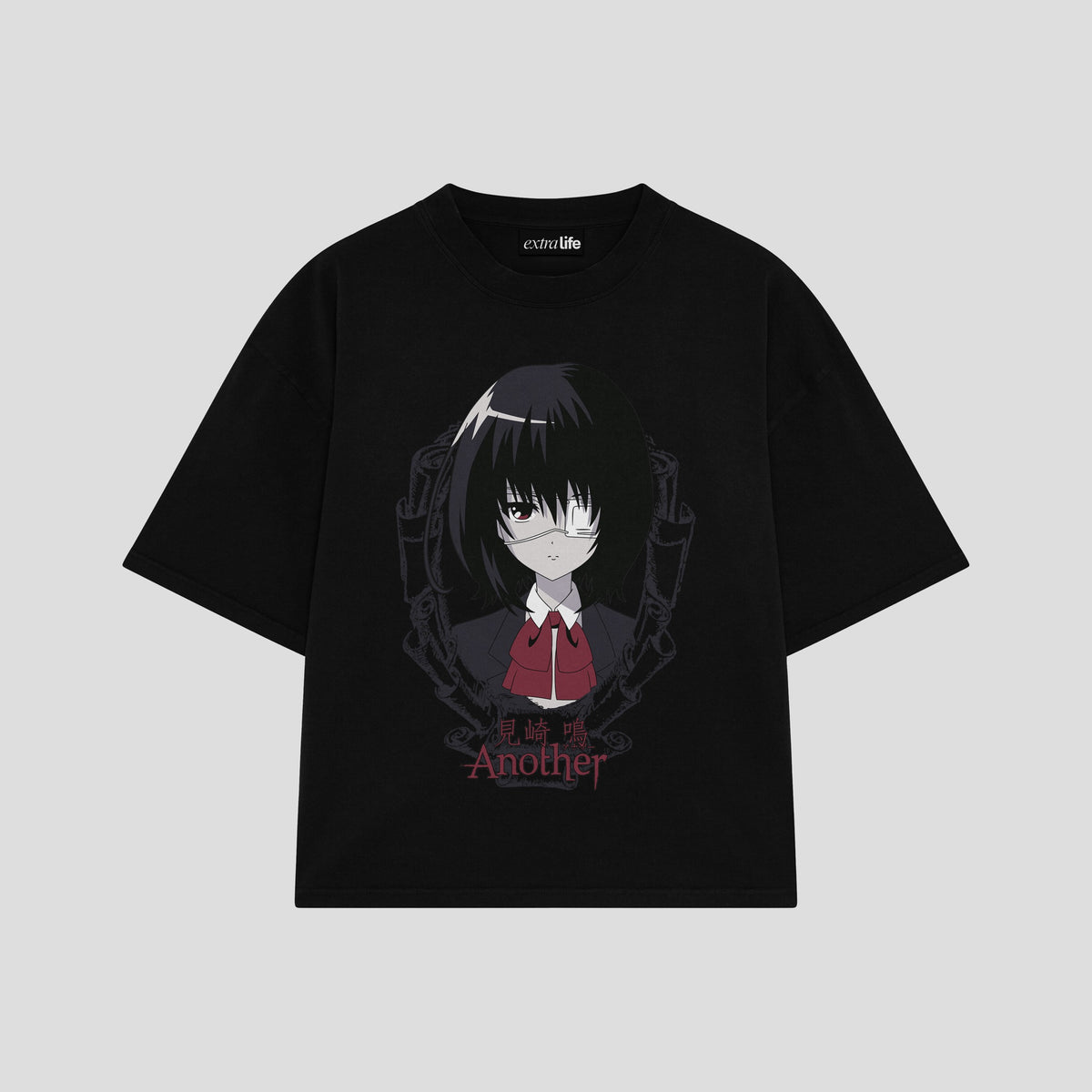 Playera streetwear premium de anime y gaming ExtraLife MX, corte oversized drop shoulder ligero y fresco en color Deep Black y Off-White, moda urbana mexicana de culto.