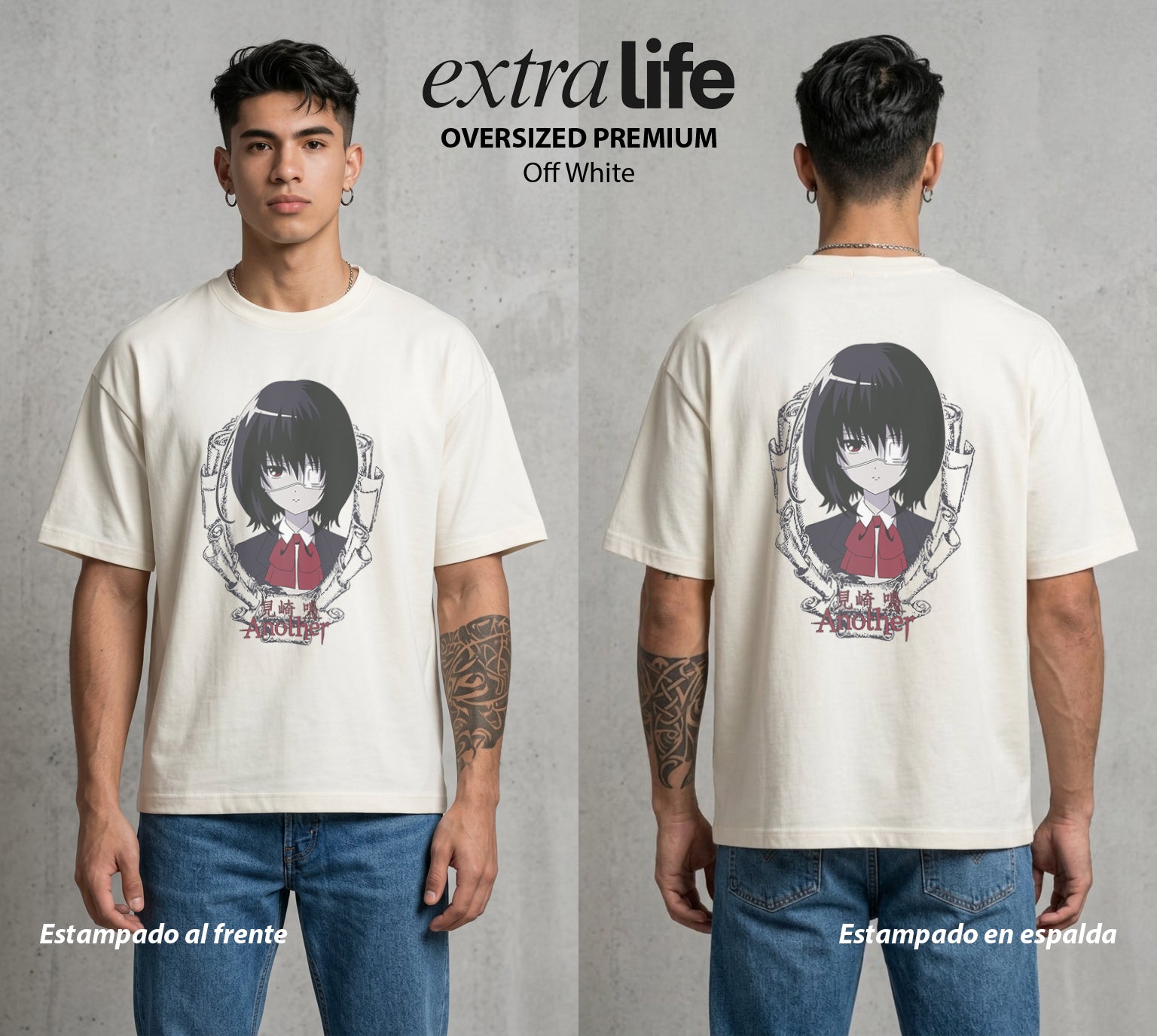 El Aula Maldita | Ojo que Todo Ve #04800 - Playera Oversized Premium | Off White - Foto en modelo