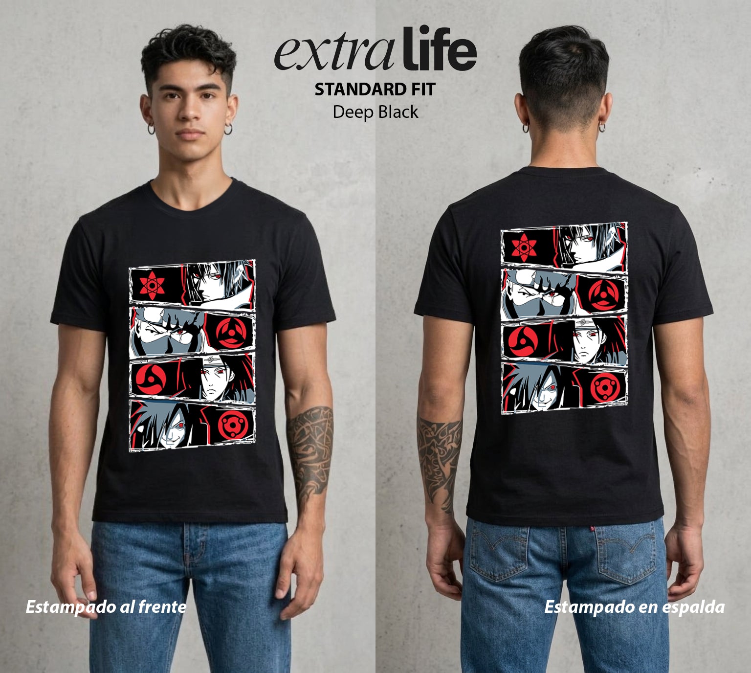 La Aldea Oculta | Mirada del Zorro #04801 - Playera Standard Fit | Deep Black - Foto en modelo