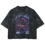 Playera streetwear premium de anime y gaming ExtraLife MX, corte boxy deluxe mineral wash heavyweight en color Acid Wash, moda urbana mexicana de culto.