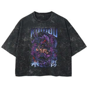 Playera streetwear premium de anime y gaming ExtraLife MX, corte boxy deluxe mineral wash heavyweight en color Acid Wash, moda urbana mexicana de culto.