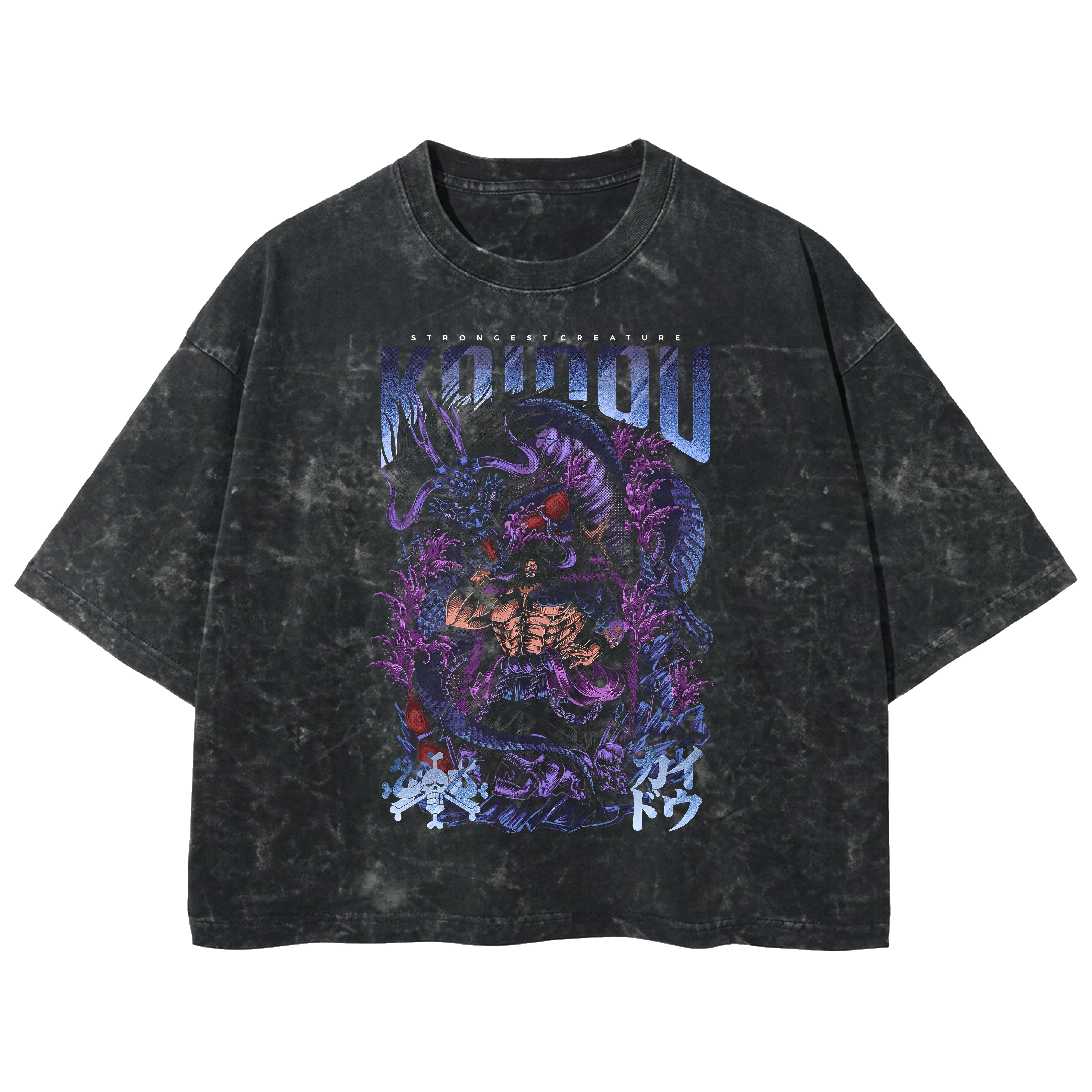 Playera streetwear premium de anime y gaming ExtraLife MX, corte boxy deluxe mineral wash heavyweight en color Acid Wash, moda urbana mexicana de culto.