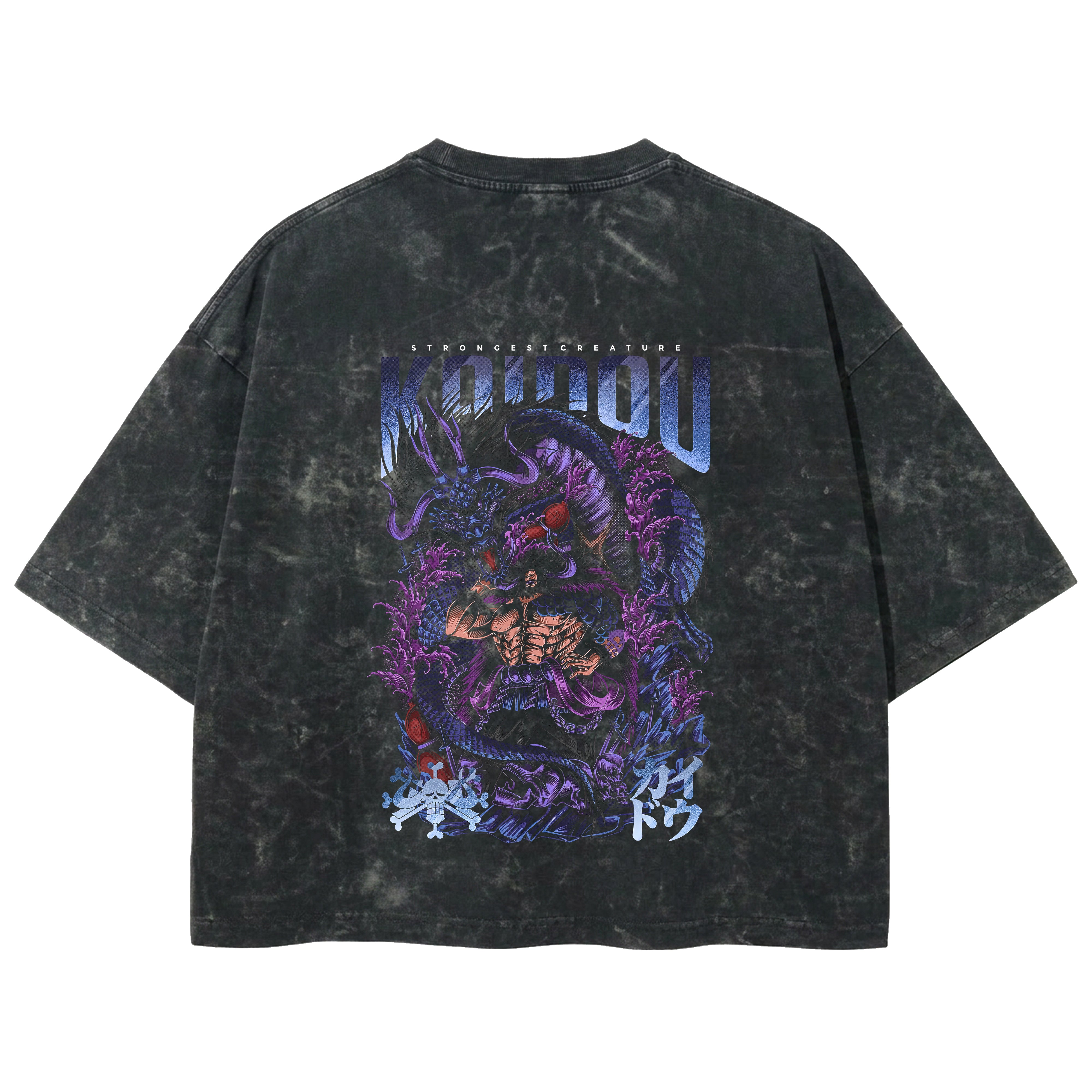 Playera streetwear premium de anime y gaming ExtraLife MX, corte boxy deluxe mineral wash heavyweight en color Acid Wash, moda urbana mexicana de culto.