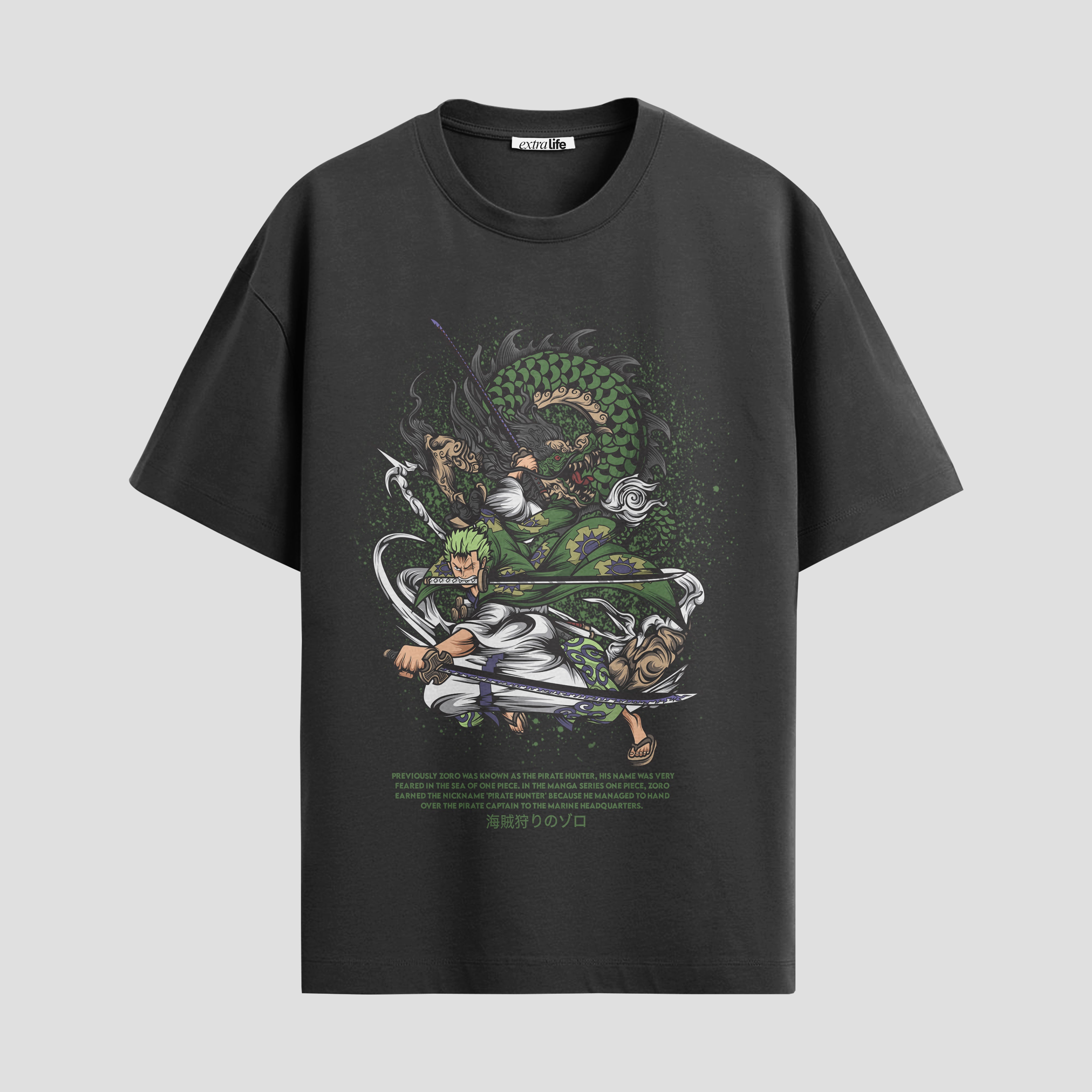 Playera urbana de anime y gaming ExtraLife MX, corte Standard Fit unisex ligero y transpirable en color Deep Black y Pure White, ropa de uso diario para gym y casual.