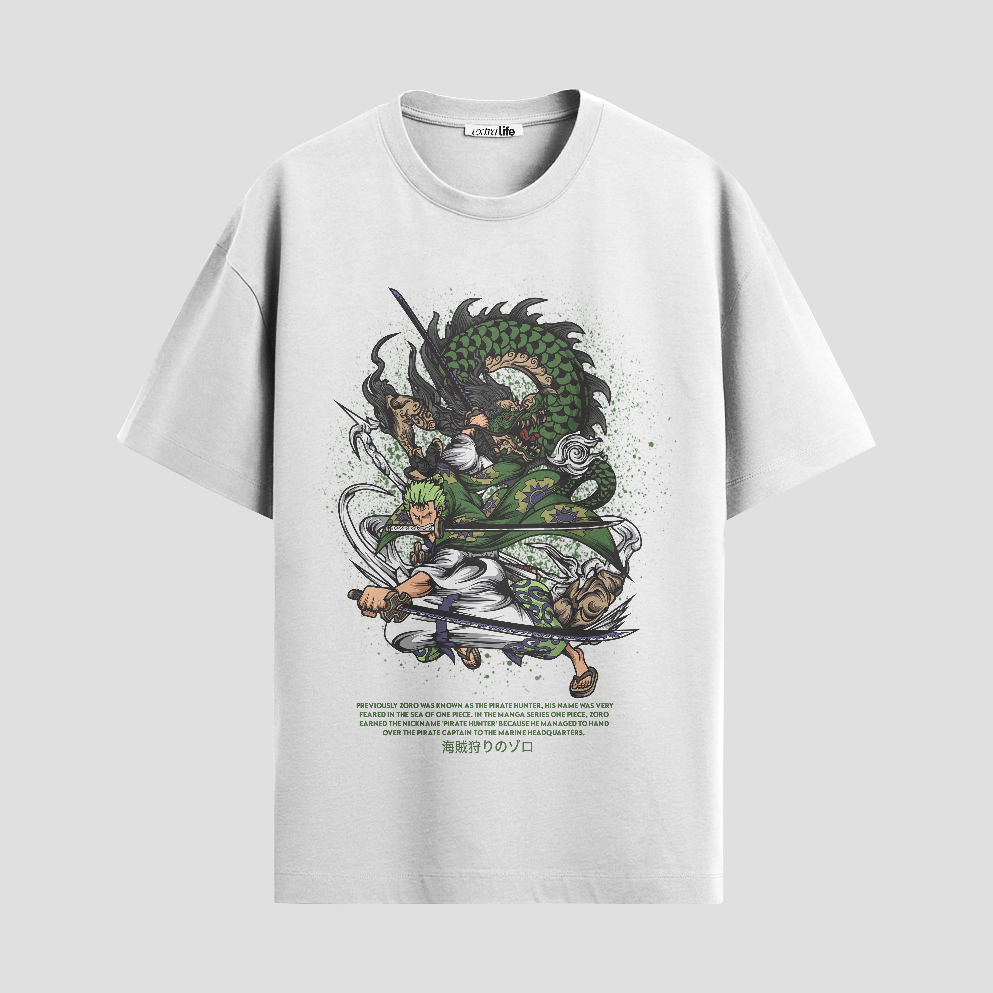 Playera urbana de anime y gaming ExtraLife MX, corte Standard Fit unisex ligero y transpirable en color Deep Black y Pure White, ropa de uso diario para gym y casual.