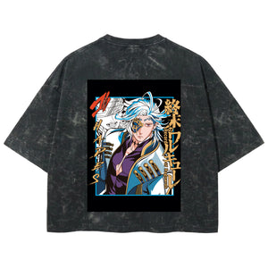 Playera streetwear premium de anime y gaming ExtraLife MX, corte boxy deluxe mineral wash heavyweight en color Acid Wash, moda urbana mexicana de culto.