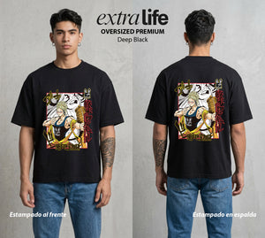 El Ragnarok Final | Conejo del Apocalipsis #04815 - Playera Oversized Premium | Deep Black - Foto en modelo