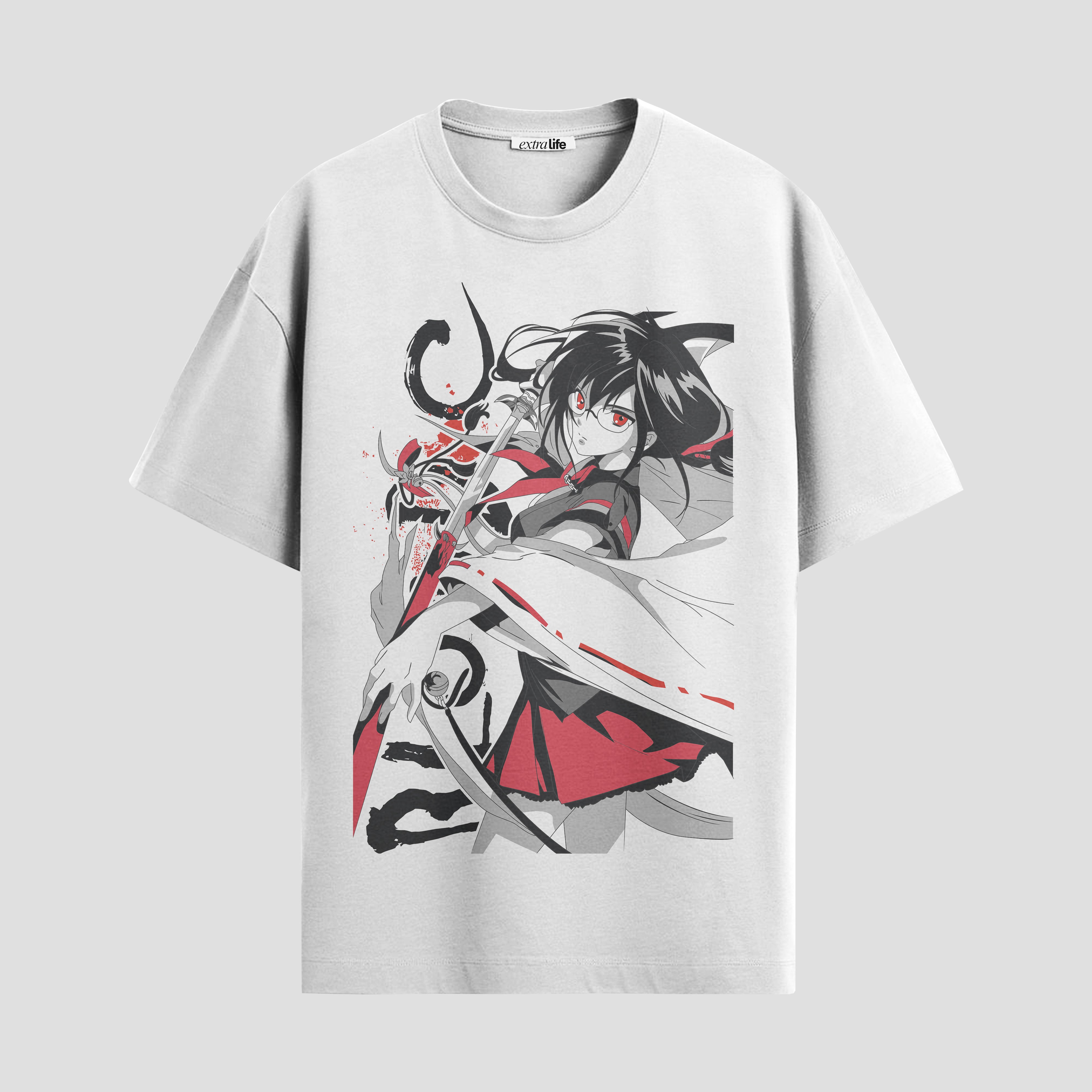 Playera urbana de anime y gaming ExtraLife MX, corte Standard Fit unisex ligero y transpirable en color Deep Black y Pure White, ropa de uso diario para gym y casual.