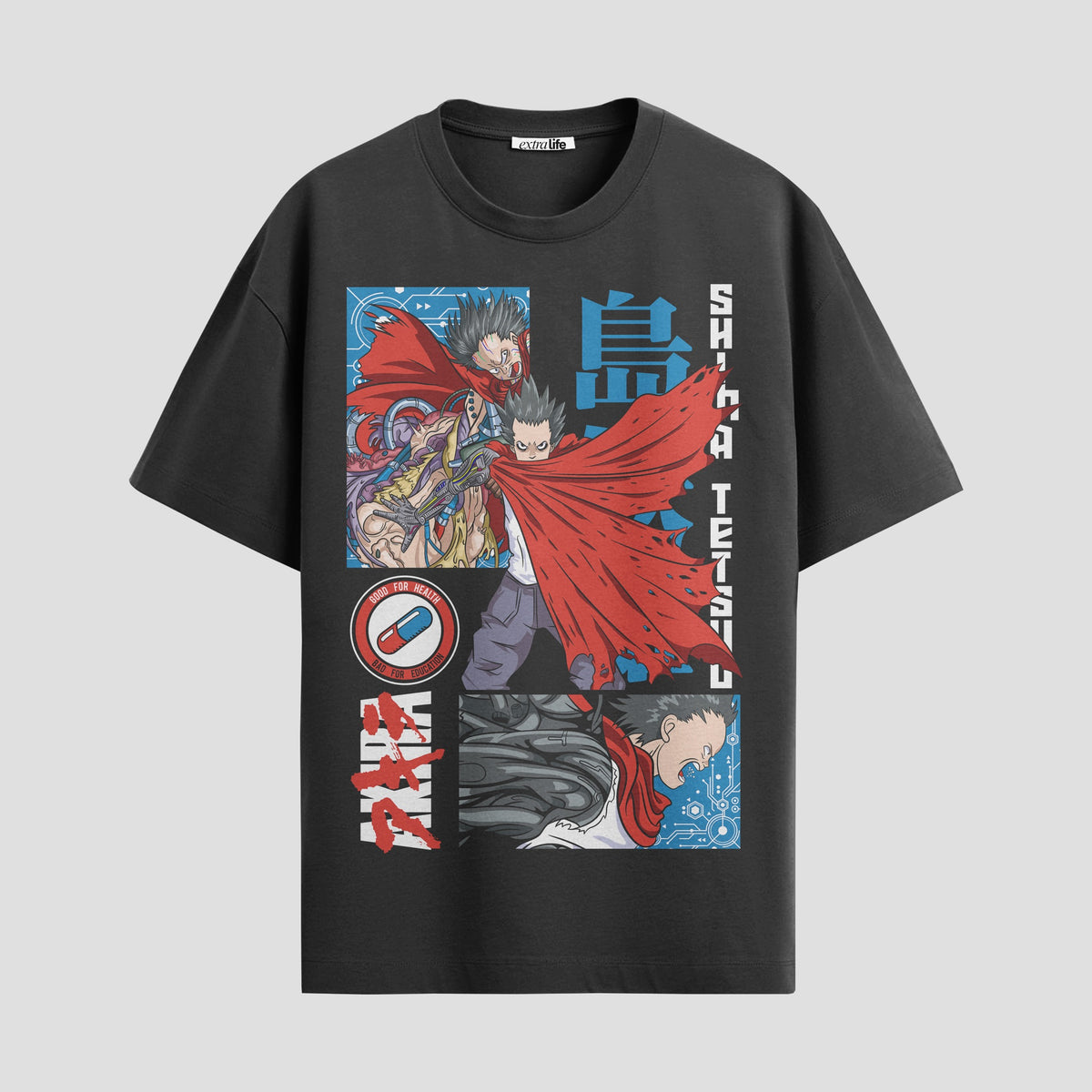 Playera urbana de anime y gaming ExtraLife MX, corte Classic Premium unisex ligero y transpirable en color Deep Black y Pure White, ropa de uso diario para gym y casual.