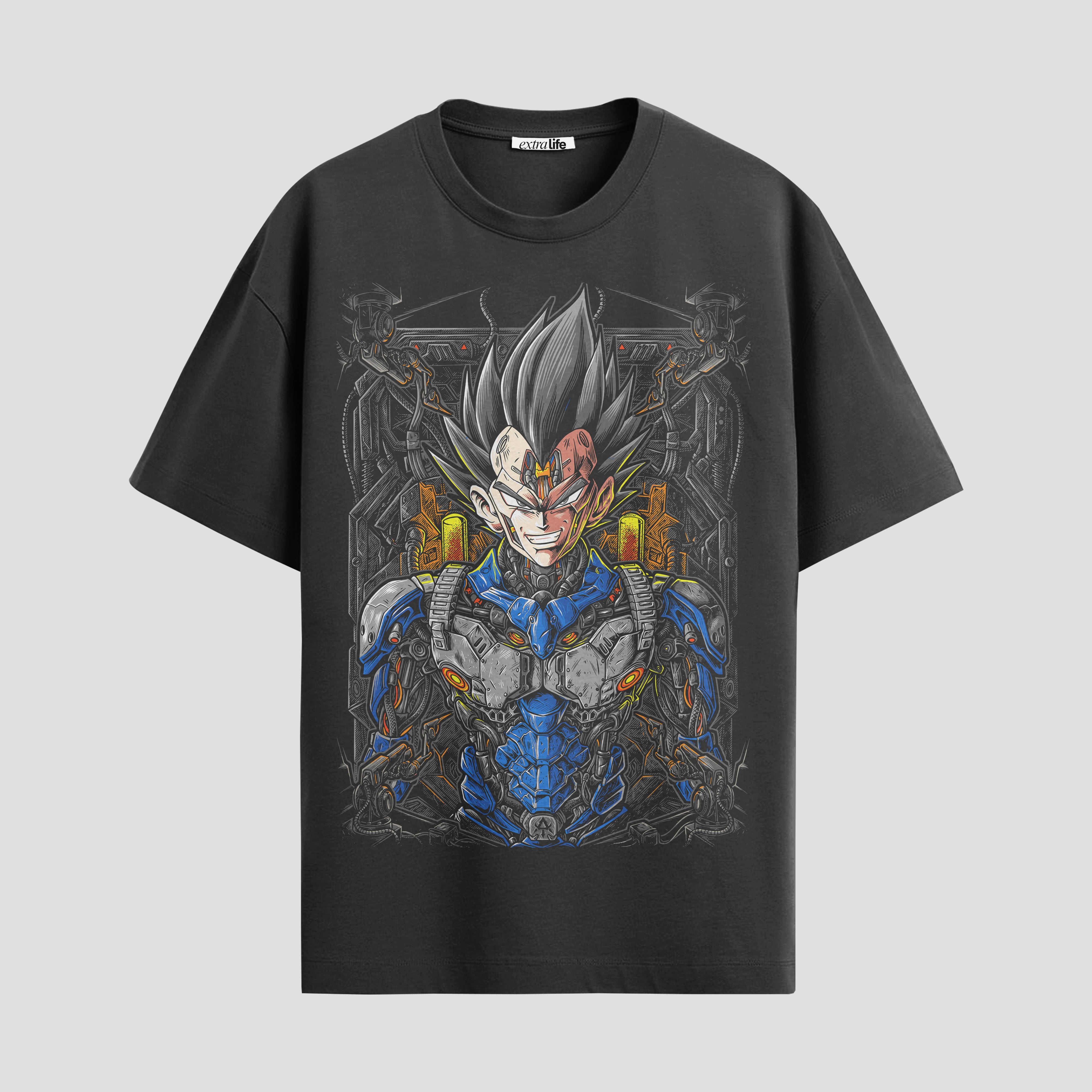 Playera urbana de anime y gaming ExtraLife MX, corte Standard Fit unisex ligero y transpirable en color Deep Black y Pure White, ropa de uso diario para gym y casual.
