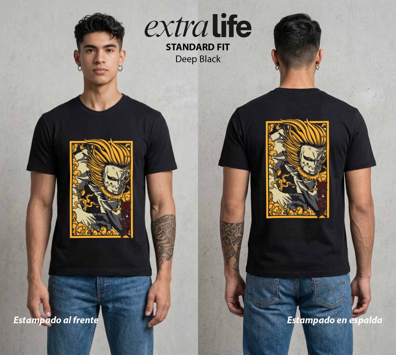 Mas Alla del Muro | Ataque a los Titanes IV #04829 - Playera Standard Fit | Deep Black - Foto en modelo
