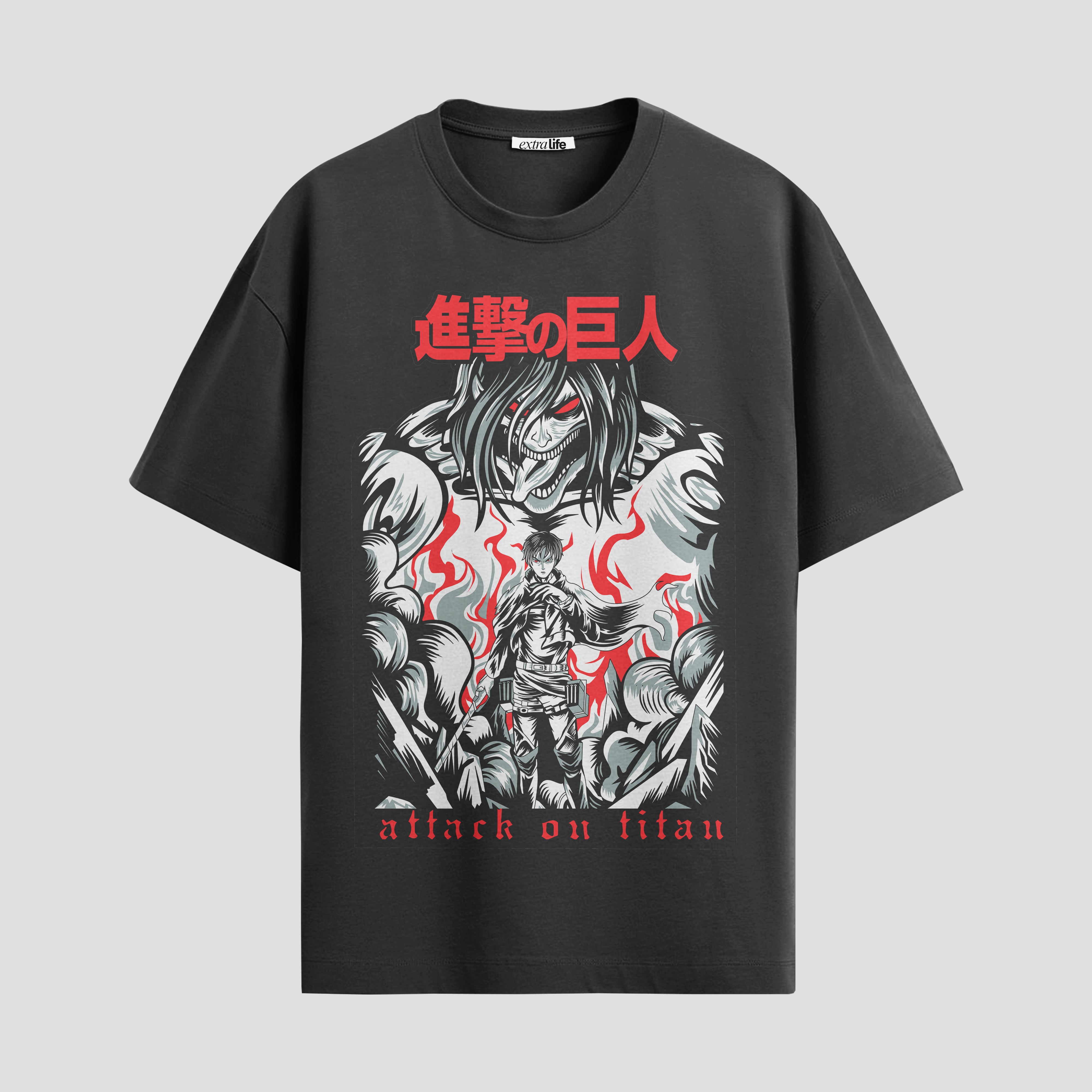 Playera urbana de anime y gaming ExtraLife MX, corte Standard Fit unisex ligero y transpirable en color Deep Black y Pure White, ropa de uso diario para gym y casual.