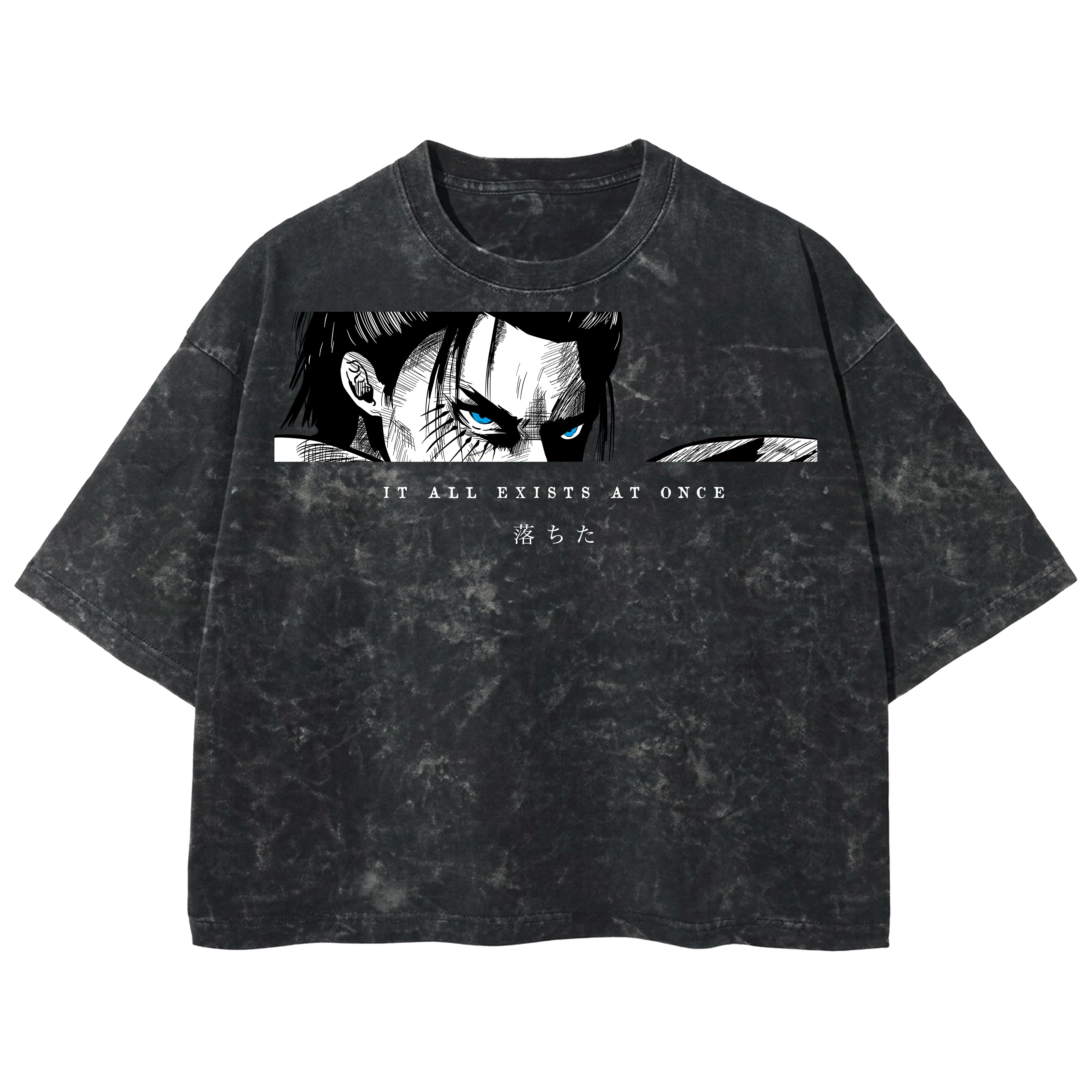 Playera streetwear premium de anime y gaming ExtraLife MX, corte boxy deluxe mineral wash heavyweight en color Acid Wash, moda urbana mexicana de culto.