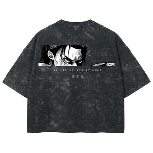 Playera streetwear premium de anime y gaming ExtraLife MX, corte boxy deluxe mineral wash heavyweight en color Acid Wash, moda urbana mexicana de culto.