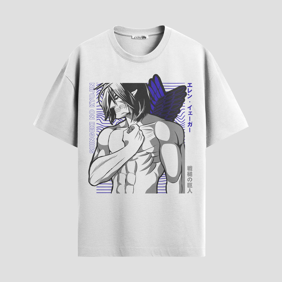 Playera urbana de anime y gaming ExtraLife MX, corte Classic Premium unisex ligero y transpirable en color Deep Black y Pure White, ropa de uso diario para gym y casual.