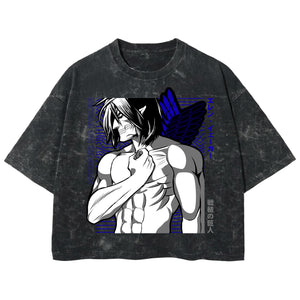Playera streetwear premium de anime y gaming ExtraLife MX, corte boxy deluxe mineral wash heavyweight en color Acid Wash, moda urbana mexicana de culto.