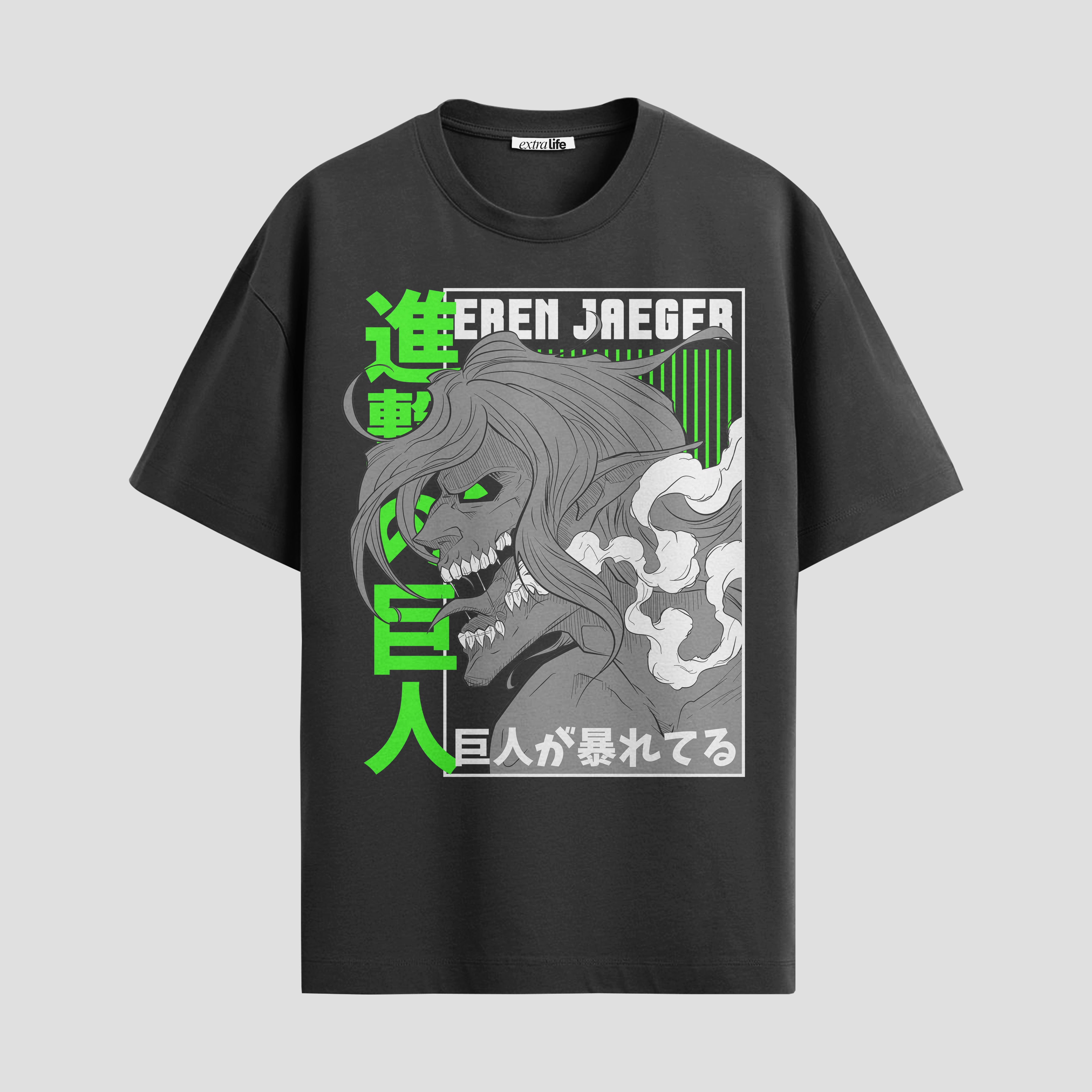 Playera urbana de anime y gaming ExtraLife MX, corte Standard Fit unisex ligero y transpirable en color Deep Black y Pure White, ropa de uso diario para gym y casual.