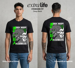 Mas Alla del Muro | Attack On Titan Eren Titan II #04853 - Playera Standard Fit | Deep Black - Foto en modelo