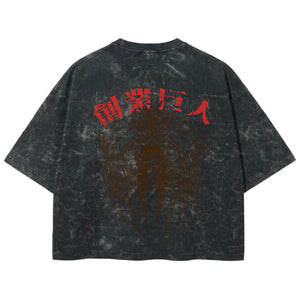 Playera streetwear premium de anime y gaming ExtraLife MX, corte boxy deluxe mineral wash heavyweight en color Acid Wash, moda urbana mexicana de culto.