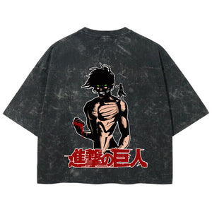Playera streetwear premium de anime y gaming ExtraLife MX, corte boxy deluxe mineral wash heavyweight en color Acid Wash, moda urbana mexicana de culto.