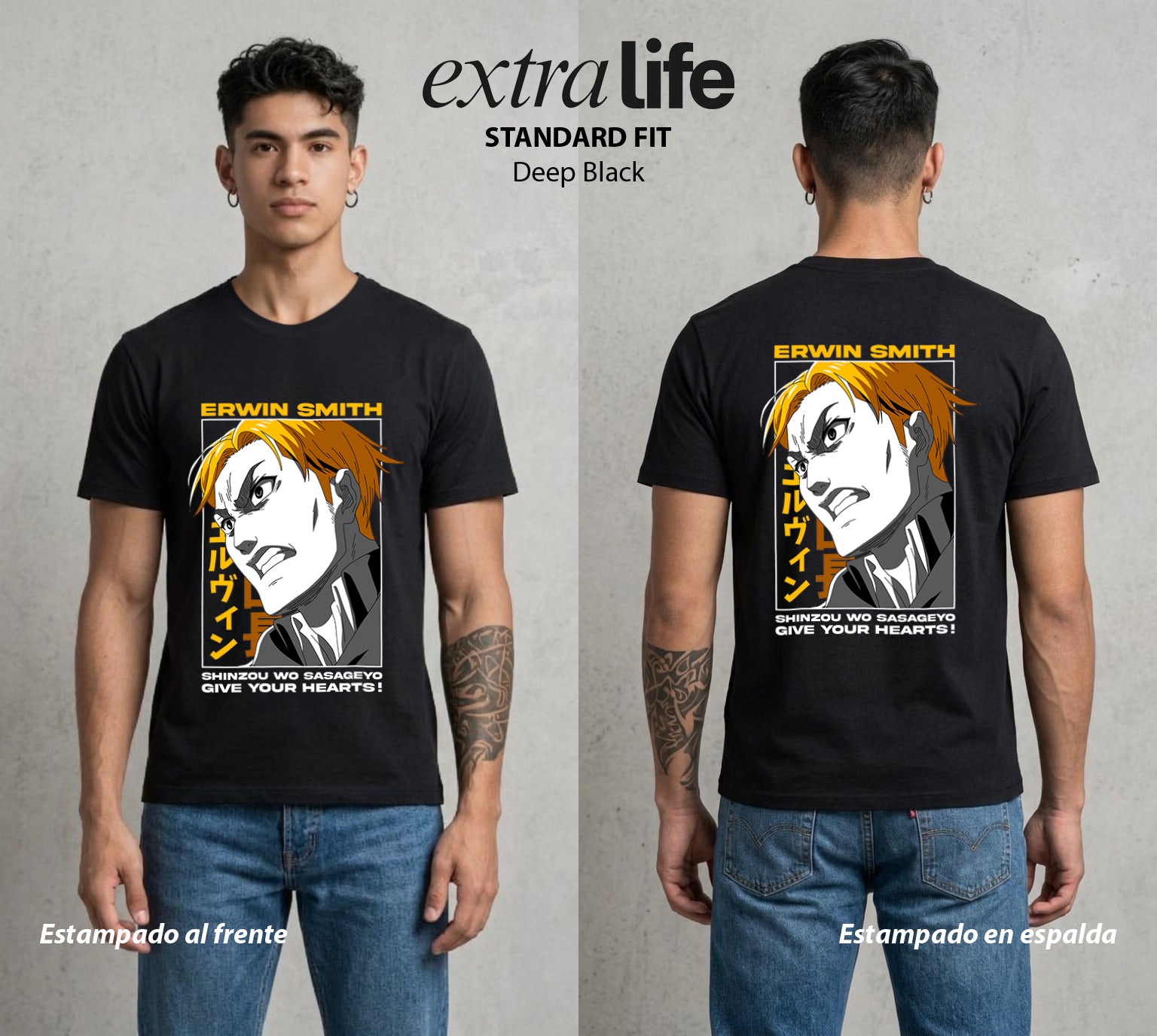 Mas Alla del Muro | El Comandante del Sacrificio #04858 - Playera Standard Fit | Deep Black - Foto en modelo