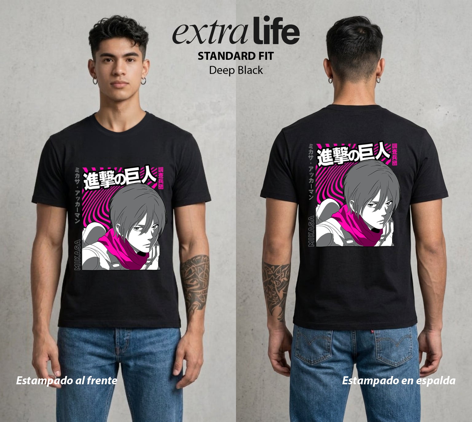 Mas Alla del Muro | La Última Ackerman #04866 - Playera Standard Fit | Deep Black - Foto en modelo