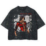 Playera streetwear premium de anime y gaming ExtraLife MX, corte boxy deluxe mineral wash heavyweight en color Acid Wash, moda urbana mexicana de culto.