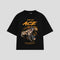 Playera streetwear premium de anime y gaming ExtraLife MX, corte oversized drop shoulder ligero y fresco en color Deep Black y Off-White, moda urbana mexicana de culto.