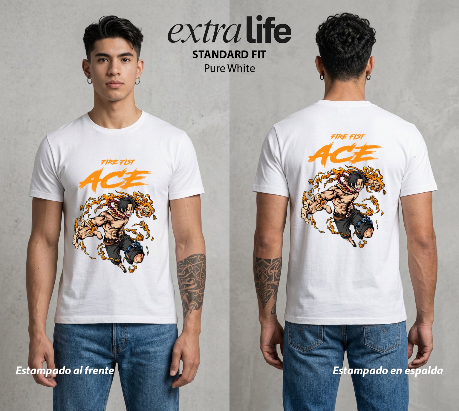Mar de los Piratas | Puño de Fuego #00001 - Playera Standard Fit | Pure White - Foto en modelo