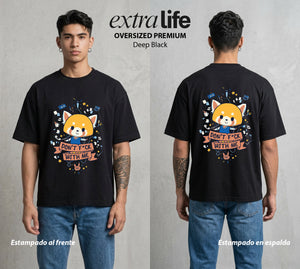La Furia de la Oficina | Panda Metalera #00002 - Playera Oversized Premium | Deep Black - Foto en modelo