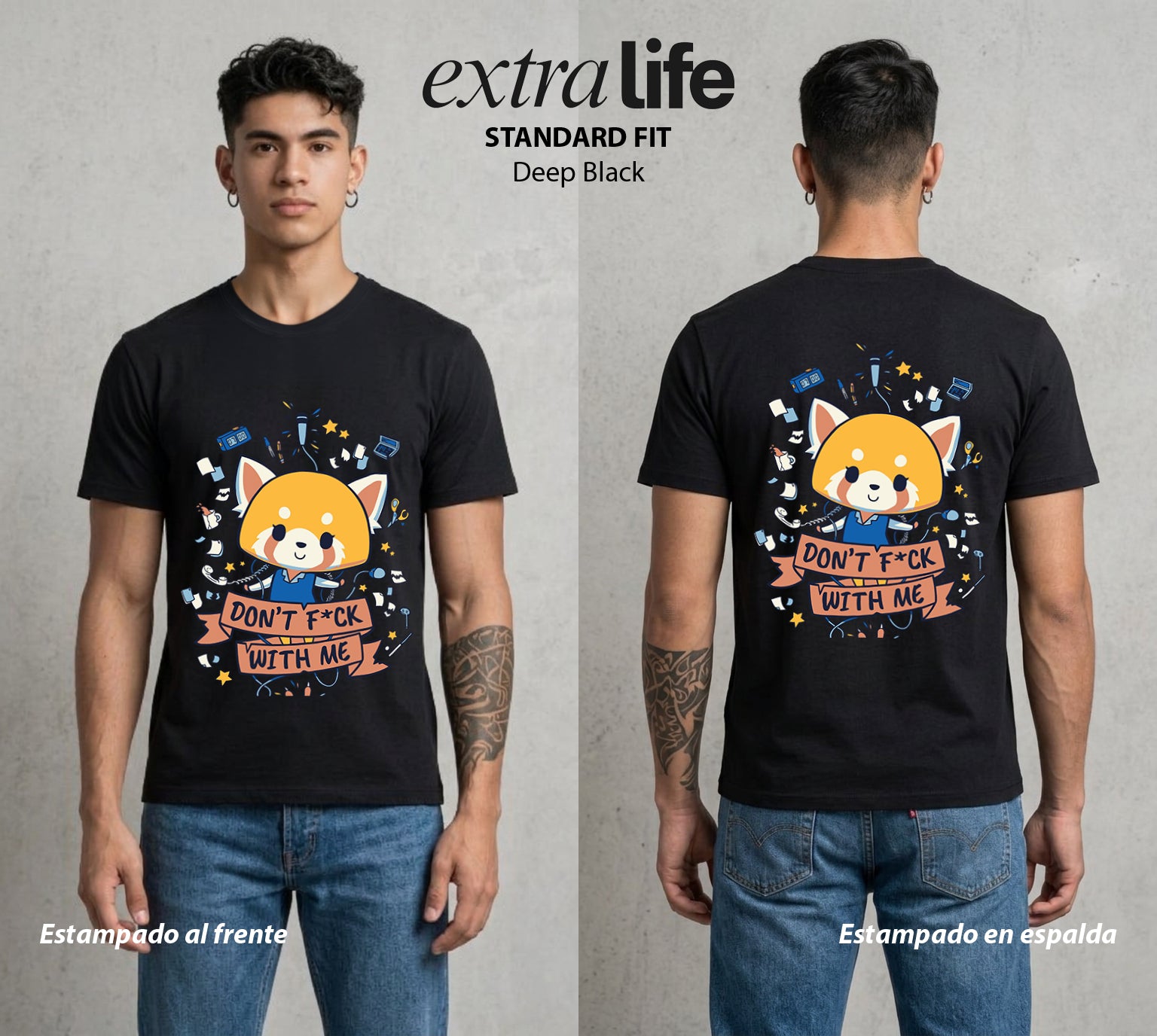La Furia de la Oficina | Panda Metalera #00002 - Playera Standard Fit | Deep Black - Foto en modelo