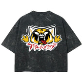 Playera streetwear premium de anime y gaming ExtraLife MX, corte boxy deluxe mineral wash heavyweight en color Acid Wash, moda urbana mexicana de culto.
