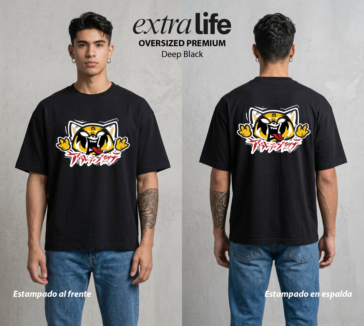La Furia de la Oficina | Rage Metal de Oficina #00003 - Playera Oversized Premium | Deep Black - Foto en modelo